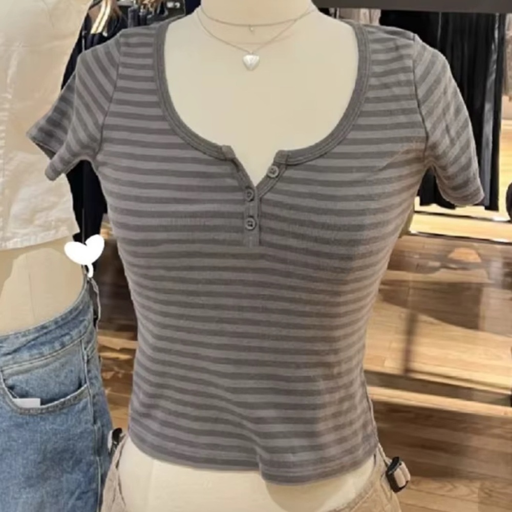 Brandy Melville Gray Striped tank top